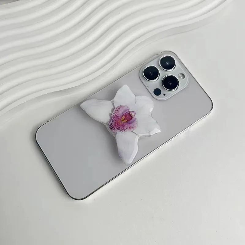 2025 Ins Style Orchid Mobile Phone Bracket Korean Orchid Acrylic Socket Grip Security Ring Finger Phone Bracket