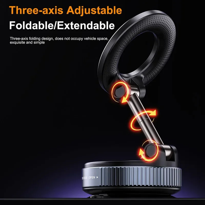 Car Mount Electric Vacuum Magnetic Holder Foldable Strong Suction Stand For Cell Phone