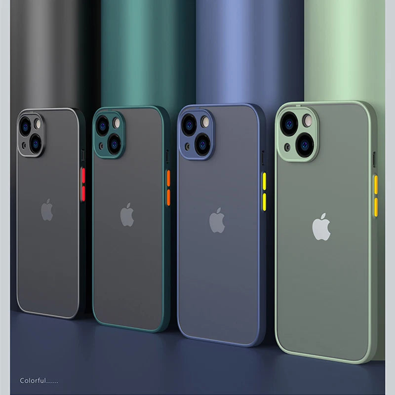 New Armor Bumper Shockproof Phone Case For iPhone 15 11 12 13 Mini 14 Pro Silicone Hard Cover Capa