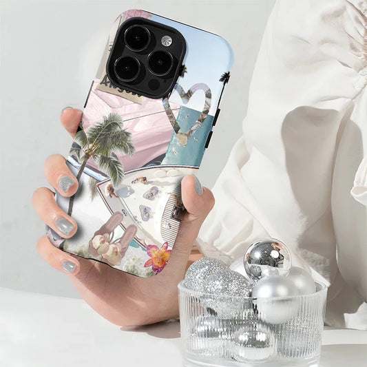 Fashion women phone case for iphone 16 15 14 plus 13 12 11 pro max  cover Luxury funda 2-in-1 streetwear CAR palm cases carcasa