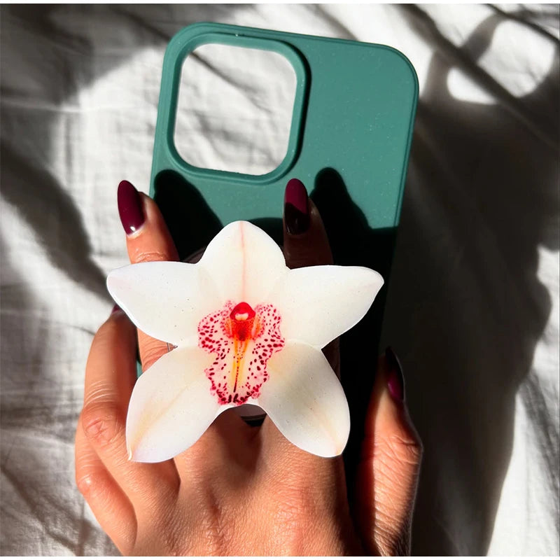 2025 Ins Style Orchid Mobile Phone Bracket Korean Orchid Acrylic Socket Grip Security Ring Finger Phone Bracket