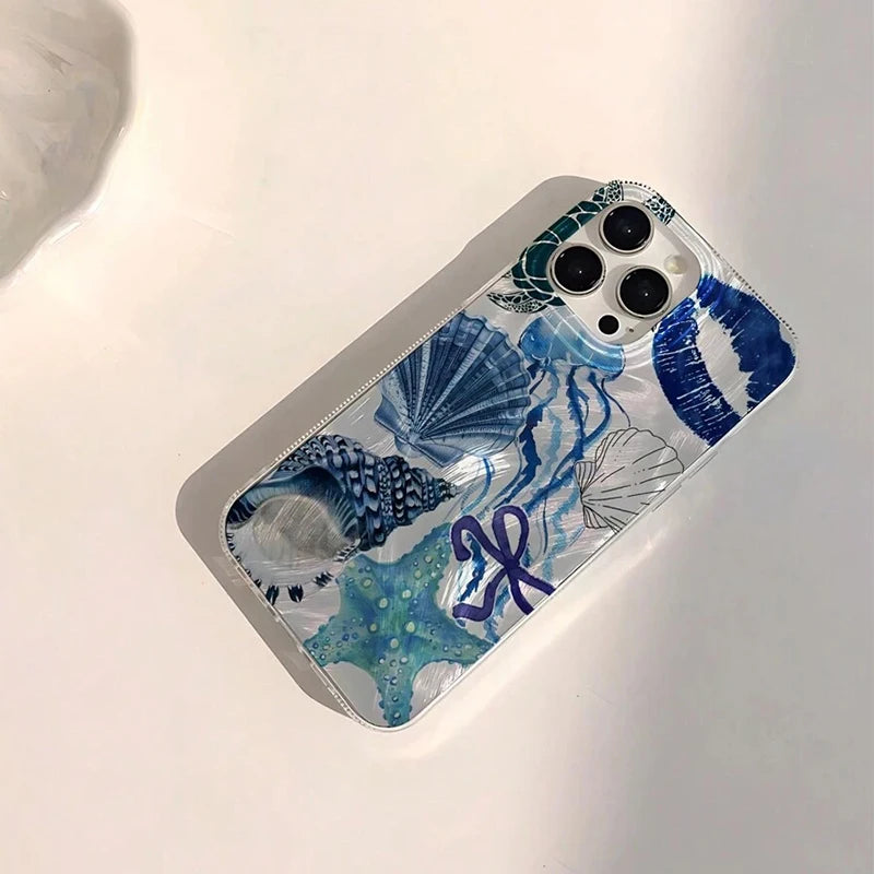 Seaside Scenery Wave Beach Pattern Phone CaseFor iPhone 15 16 13 12 11 14 Pro Max 16E XS XR Max 7 8 16 Plus SE2 Shockproof Cover