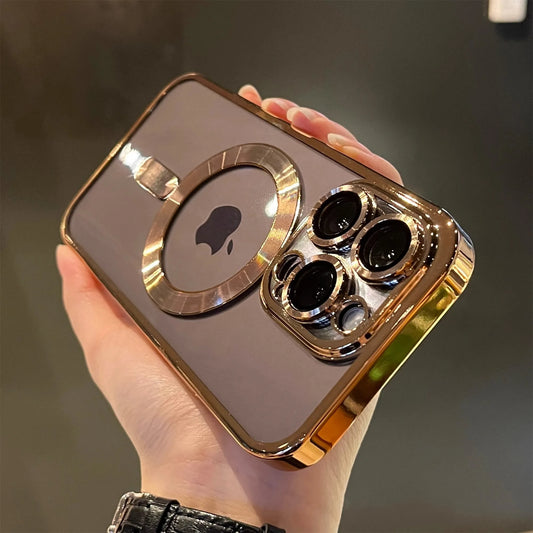 Luxury Magnetic Plating Clear Case For Magsafe Wireless Charging iPhone 13 14 15 16 Pro Max Plus Shockproof Silicone Cover