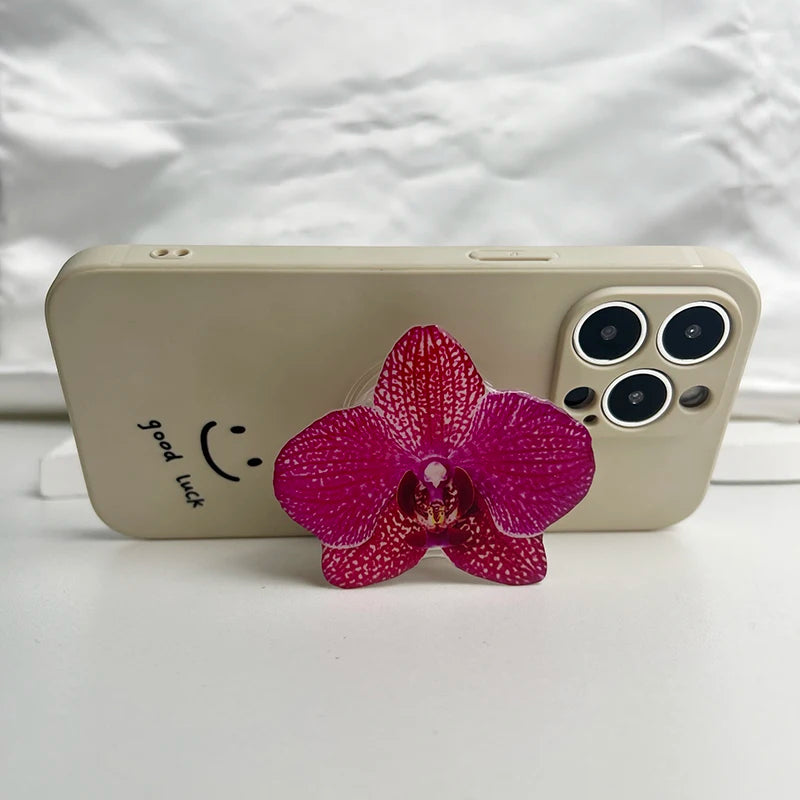 Orchid Acrylic Socket Grip Phone Holder Folding Ring Phone Support Socket Cymbidium Phone Stand Grip Internet Celebrity