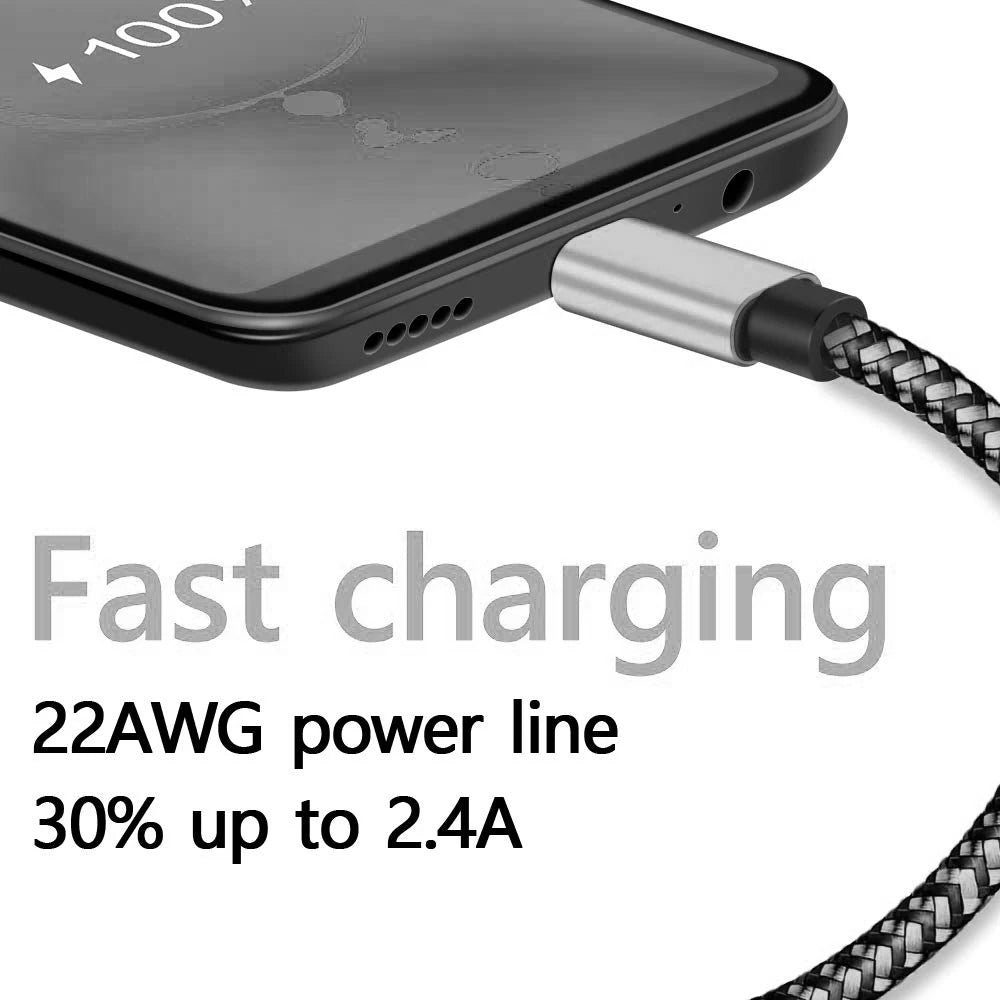USB Type C Cable - Sync 2.4A Fast 1M 2M 3M Charging Nylon Braided Wire Charger Cable For Samsung Huawei Android Mobile Phone