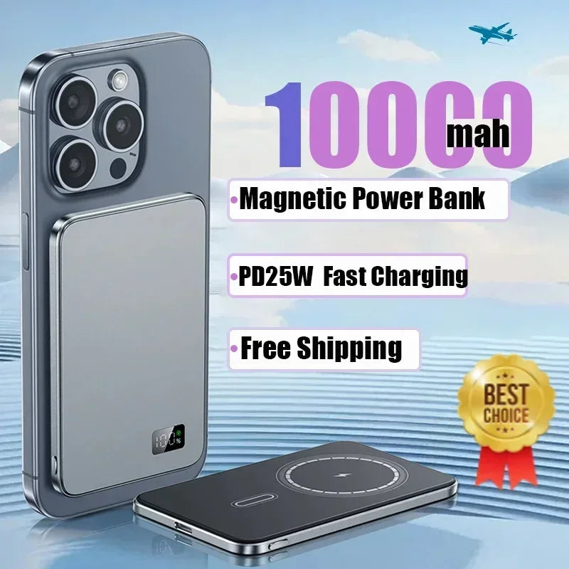 VIVO Magnetic Thin Wireless Power Bank PD25W Fast Charge 50000mAh Portable External Backup Battery For Magsafe For IPhone Xiaomi