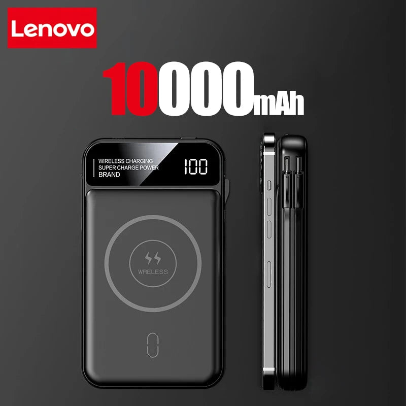 Lenovo Power Bank 50000mah Wireless Charging For Magsafe Magnetic Charging Built-in Wire Mobile Phone Battery For IPhone