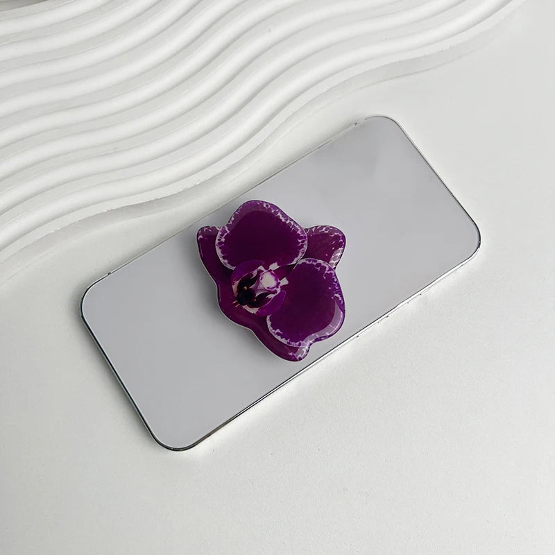Orchid Acrylic Socket Grip Phone Holder Folding Ring Phone Support Socket Cymbidium Phone Stand Grip Internet Celebrity
