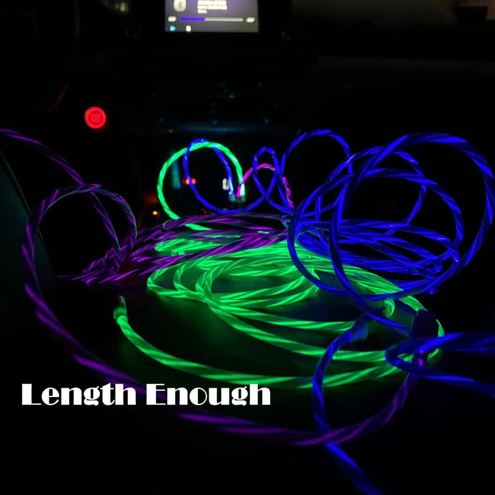 1m 2m Glowing LED Light Charger Data Cable Phone 2.4A USB Charging Cable For iPhone 14 13 12 11 Pro Max XS XR Charge Wire Cord