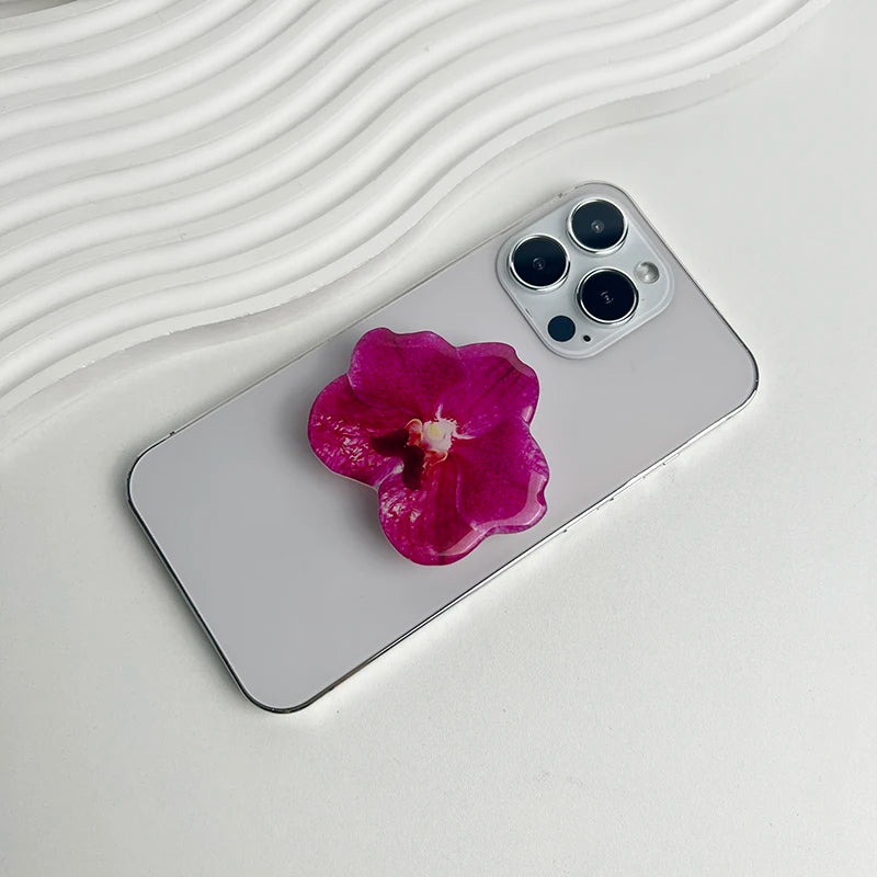 Orchid Acrylic Socket Grip Phone Holder Folding Ring Phone Support Socket Cymbidium Phone Stand Grip Internet Celebrity