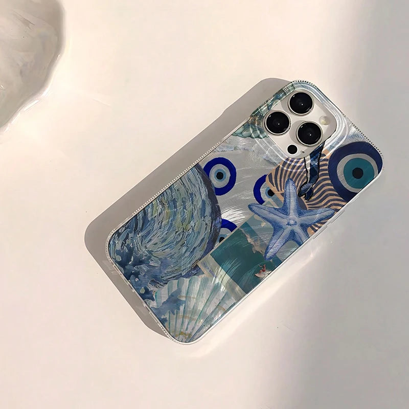 Seaside Scenery Wave Beach Pattern Phone CaseFor iPhone 15 16 13 12 11 14 Pro Max 16E XS XR Max 7 8 16 Plus SE2 Shockproof Cover