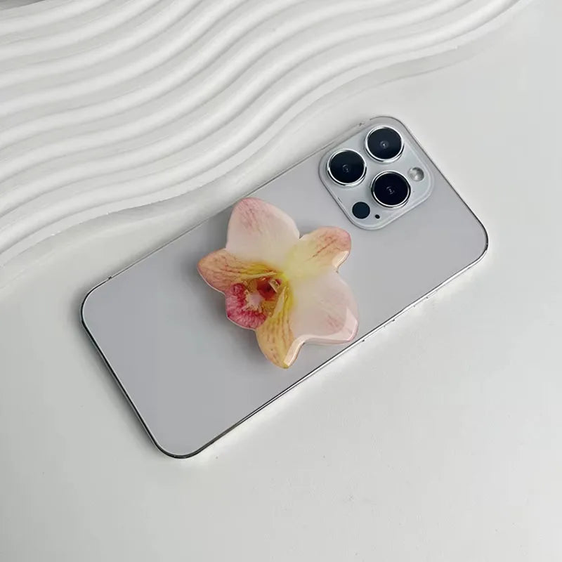 2025 Ins Style Orchid Mobile Phone Bracket Korean Orchid Acrylic Socket Grip Security Ring Finger Phone Bracket