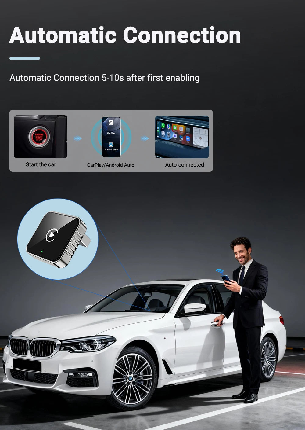 New Super Mini Carplay AI Box Wired to Wireless CarPlay/Android Auto 2in1 Box 5GHz WiFi5 for 99% Original Wired CarPlay/Auto Car