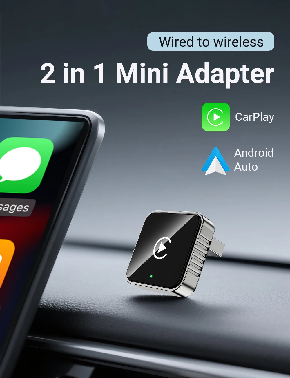 New Super Mini Carplay AI Box Wired to Wireless CarPlay/Android Auto 2in1 Box 5GHz WiFi5 for 99% Original Wired CarPlay/Auto Car