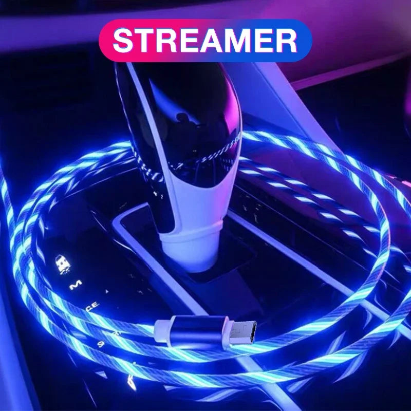 1m 2m Glowing LED Light Charger Data Cable Phone 2.4A USB Charging Cable For iPhone 14 13 12 11 Pro Max XS XR Charge Wire Cord