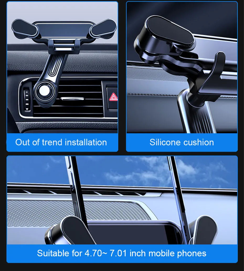 BLALION Car Phone Holder Gravity GPS Support 360 Degree Rotatable Anti Shaking Car Air Vent Mount For IPhone Pro Xiaomi Samsung
