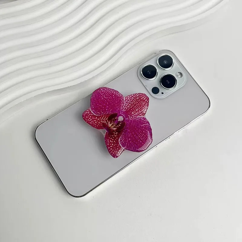 2025 Ins Style Orchid Mobile Phone Bracket Korean Orchid Acrylic Socket Grip Security Ring Finger Phone Bracket