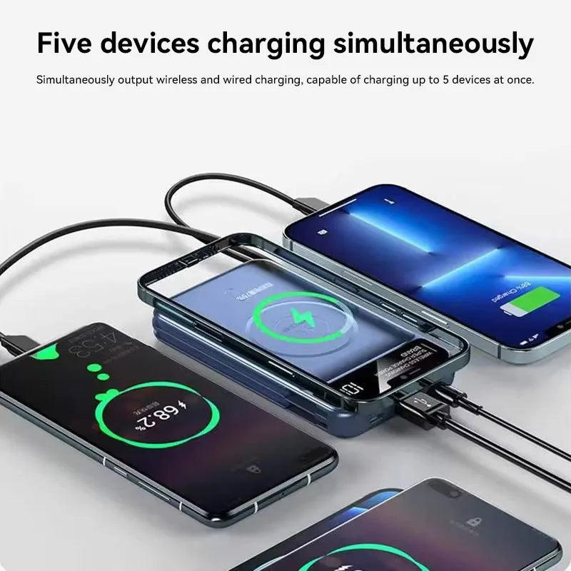 50000mAh Power Bank Wireless Fast Charging Magsafe Battery Magnetic Digital Display Power Bank For iPhone, Samsung