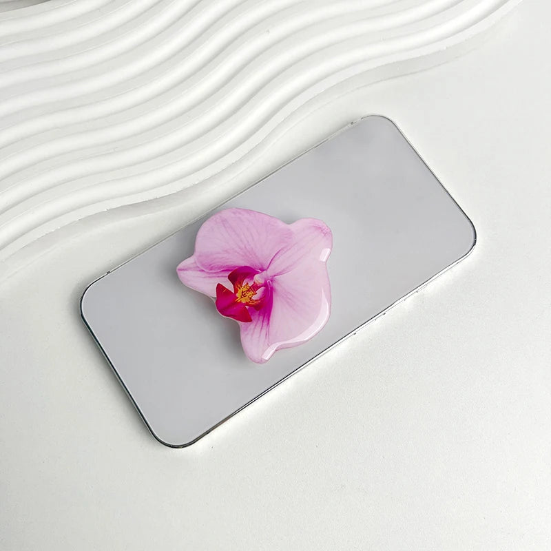 Orchid Acrylic Socket Grip Phone Holder Folding Ring Phone Support Socket Cymbidium Phone Stand Grip Internet Celebrity