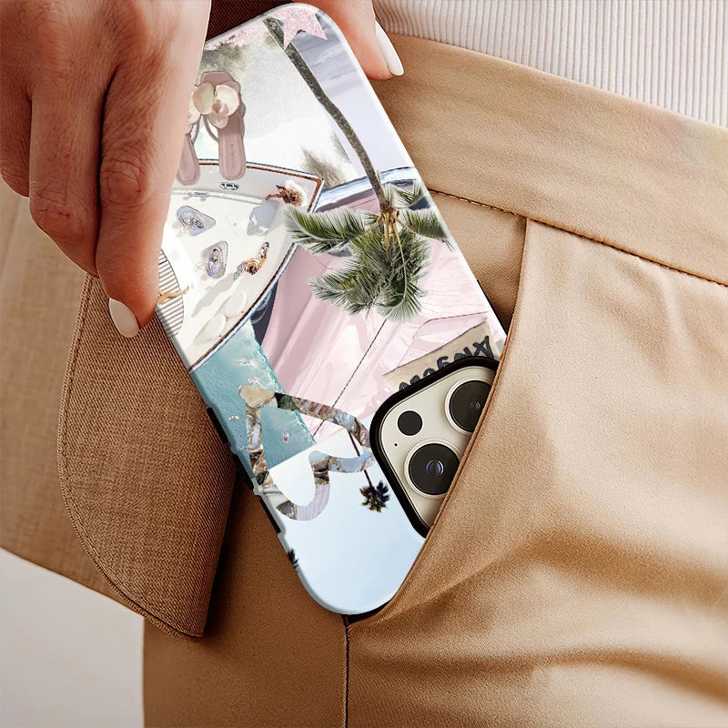 Fashion women phone case for iphone 16 15 14 plus 13 12 11 pro max  cover Luxury funda 2-in-1 streetwear CAR palm cases carcasa