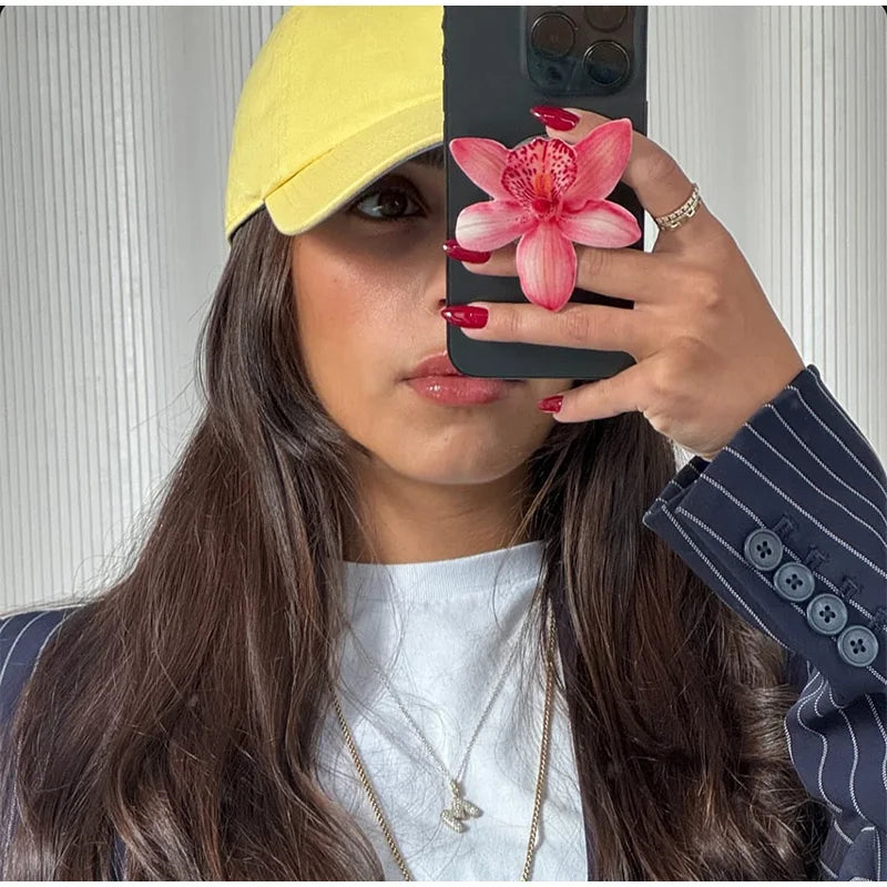 2025 Ins Style Orchid Mobile Phone Bracket Korean Orchid Acrylic Socket Grip Security Ring Finger Phone Bracket