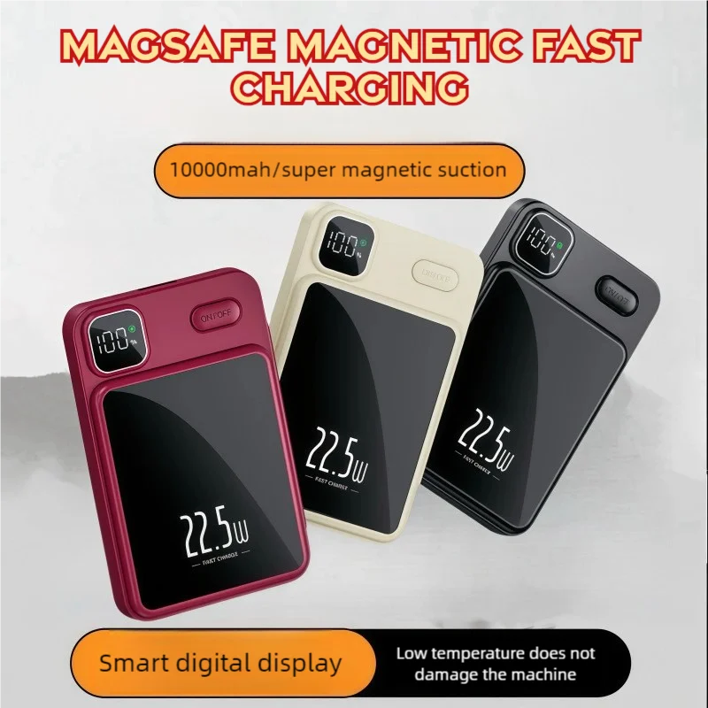 Portable Fast Charging Magnetic Power Bank for IPhone Magsafe  10000mAh Qi Wireless Charger Power Bank External Battery