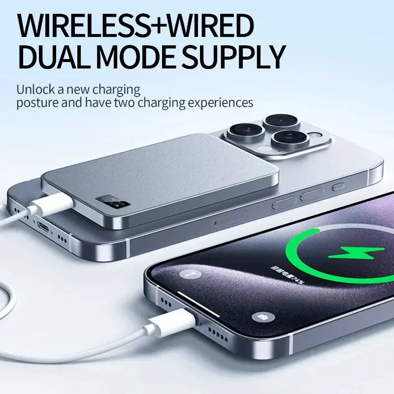 New Ultra thin Alloy Powerbank Magnetic Power Bank Wireless Fast Charger For iPhone 15 14 13 12 Backup battery For Magsafe