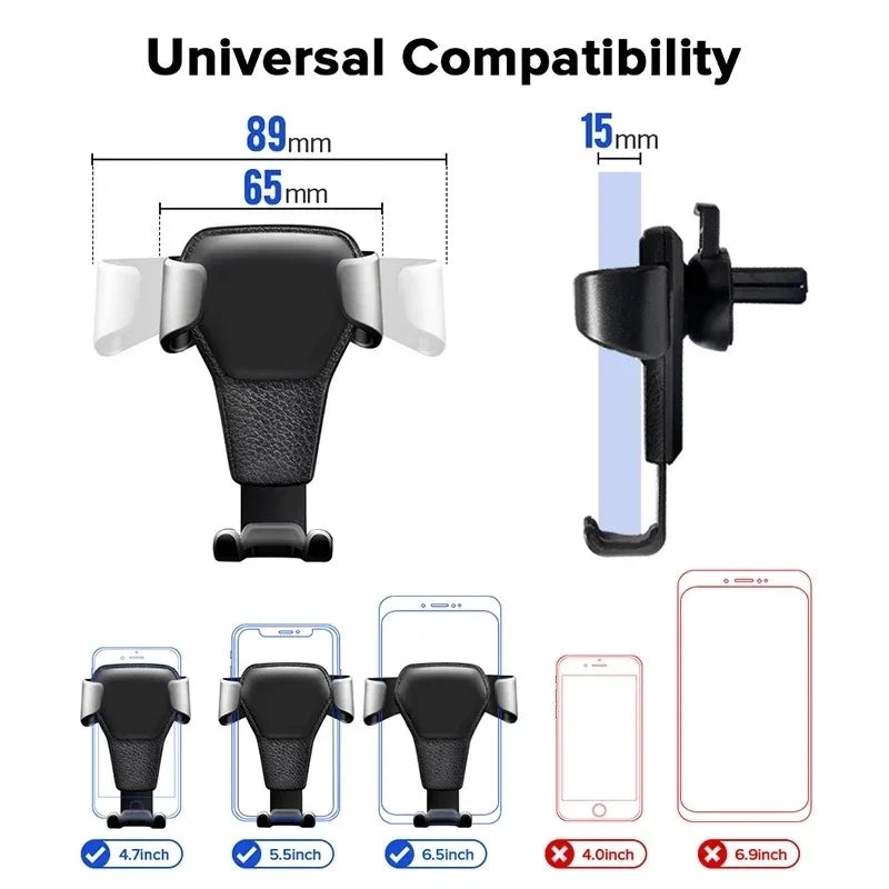 Gravity Car Phone Holder Air Vent Clip Mount Mobile Cell Stand Smartphone GPS Support for IPhone 13 12  Samsung Phone