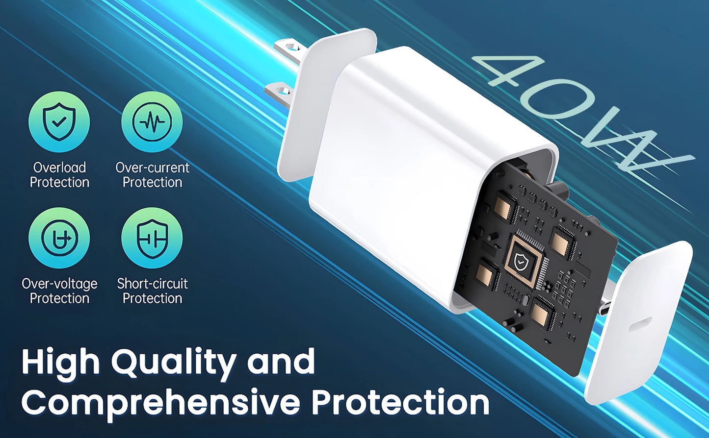 40W Fast Charger For iPhone 14 13 12 11 Pro Max X XS iPad USB Type C Fast Charging Data Cable Phone Charger Set Accessories