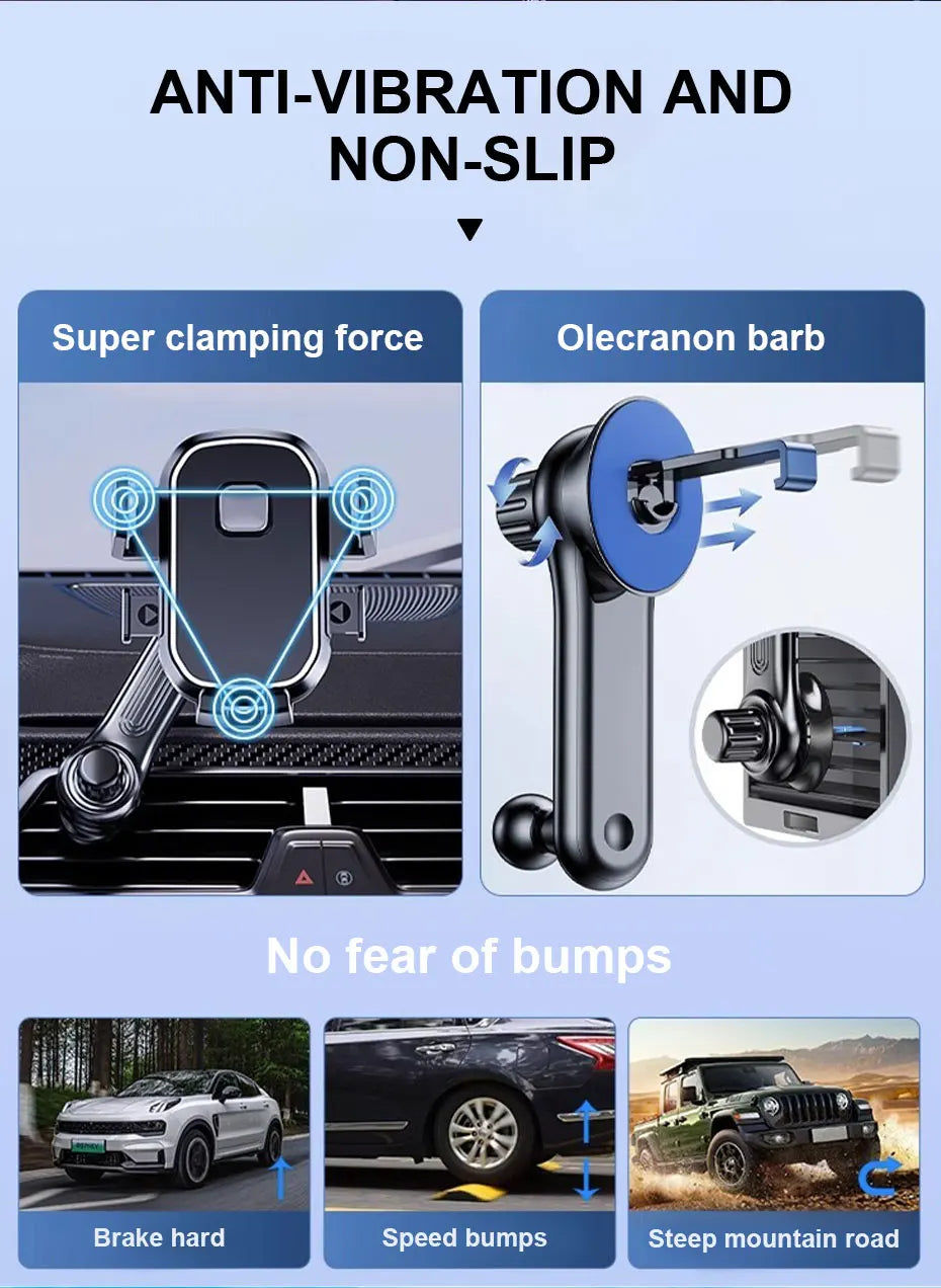 BLALION Car Phone Holder Gravity GPS Support 360 Degree Rotatable Anti Shaking Car Air Vent Mount For IPhone Pro Xiaomi Samsung