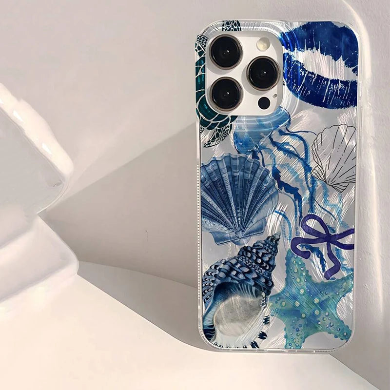 Seaside Scenery Wave Beach Pattern Phone CaseFor iPhone 15 16 13 12 11 14 Pro Max 16E XS XR Max 7 8 16 Plus SE2 Shockproof Cover