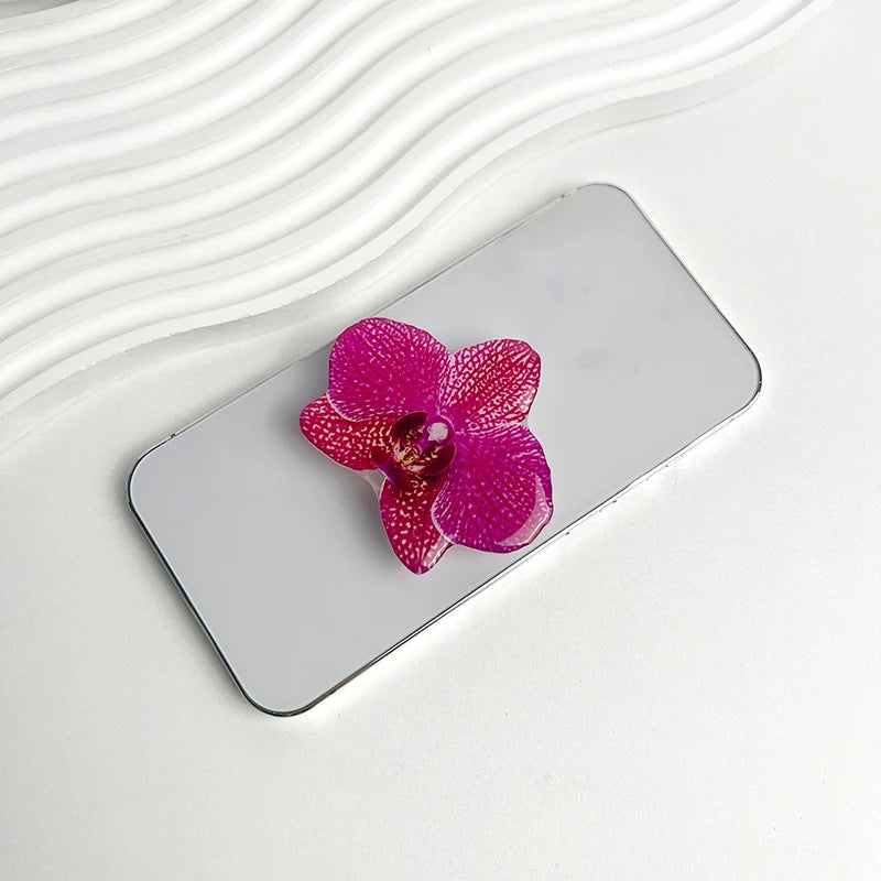 Orchid Acrylic Socket Grip Phone Holder Folding Ring Phone Support Socket Cymbidium Phone Stand Grip Internet Celebrity
