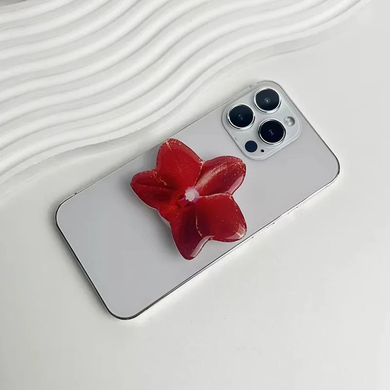 2025 Ins Style Orchid Mobile Phone Bracket Korean Orchid Acrylic Socket Grip Security Ring Finger Phone Bracket