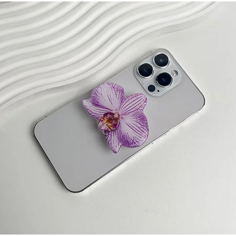 2025 Ins Style Orchid Mobile Phone Bracket Korean Orchid Acrylic Socket Grip Security Ring Finger Phone Bracket