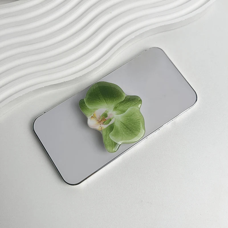 Orchid Acrylic Socket Grip Phone Holder Folding Ring Phone Support Socket Cymbidium Phone Stand Grip Internet Celebrity