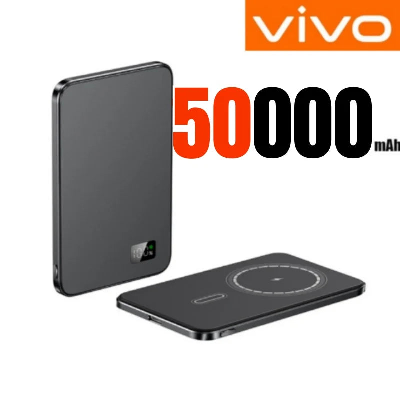 VIVO Magnetic Thin Wireless Power Bank PD25W Fast Charge 50000mAh Portable External Backup Battery For Magsafe For IPhone Xiaomi