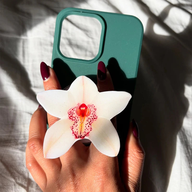 2025 Ins Style Orchid Mobile Phone Bracket Korean Orchid Acrylic Socket Grip Security Ring Finger Phone Bracket