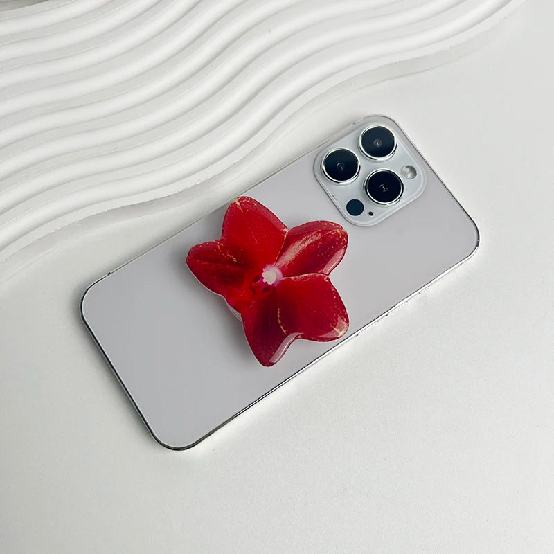 Orchid Acrylic Socket Grip Phone Holder Folding Ring Phone Support Socket Cymbidium Phone Stand Grip Internet Celebrity