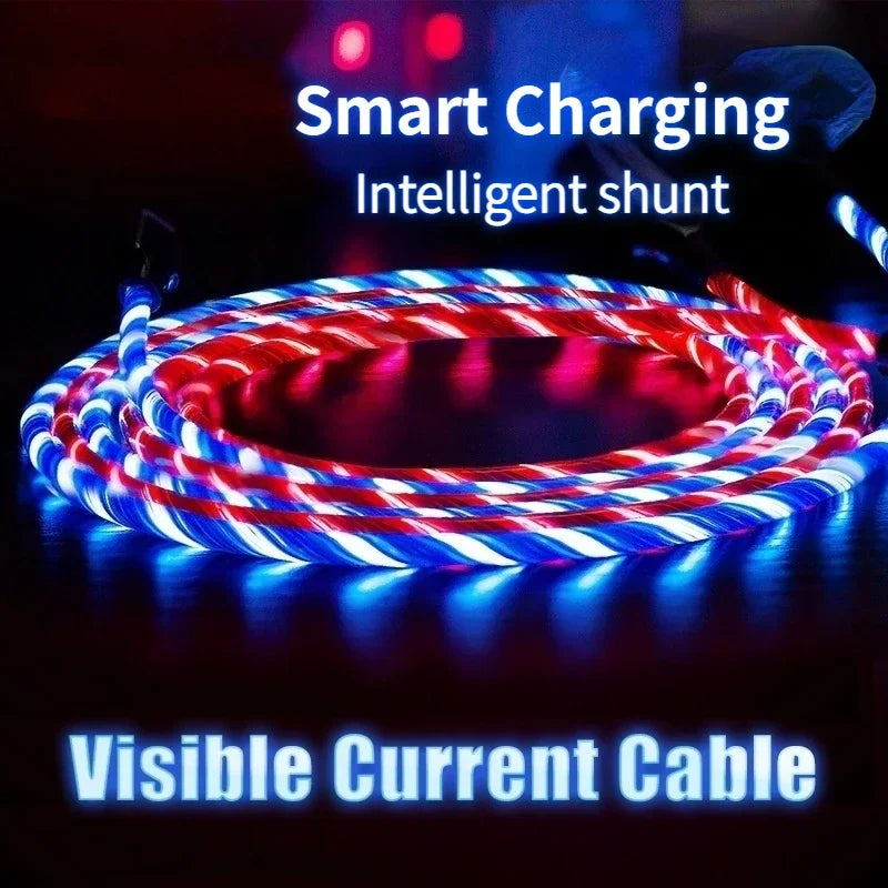 1m 2m Glowing LED Light Charger Data Cable Phone 2.4A USB Charging Cable For iPhone 14 13 12 11 Pro Max XS XR Charge Wire Cord