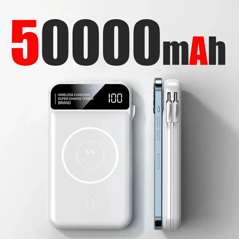 50000mAh Power Bank Wireless Fast Charging Magsafe Battery Magnetic Digital Display Power Bank For iPhone, Samsung