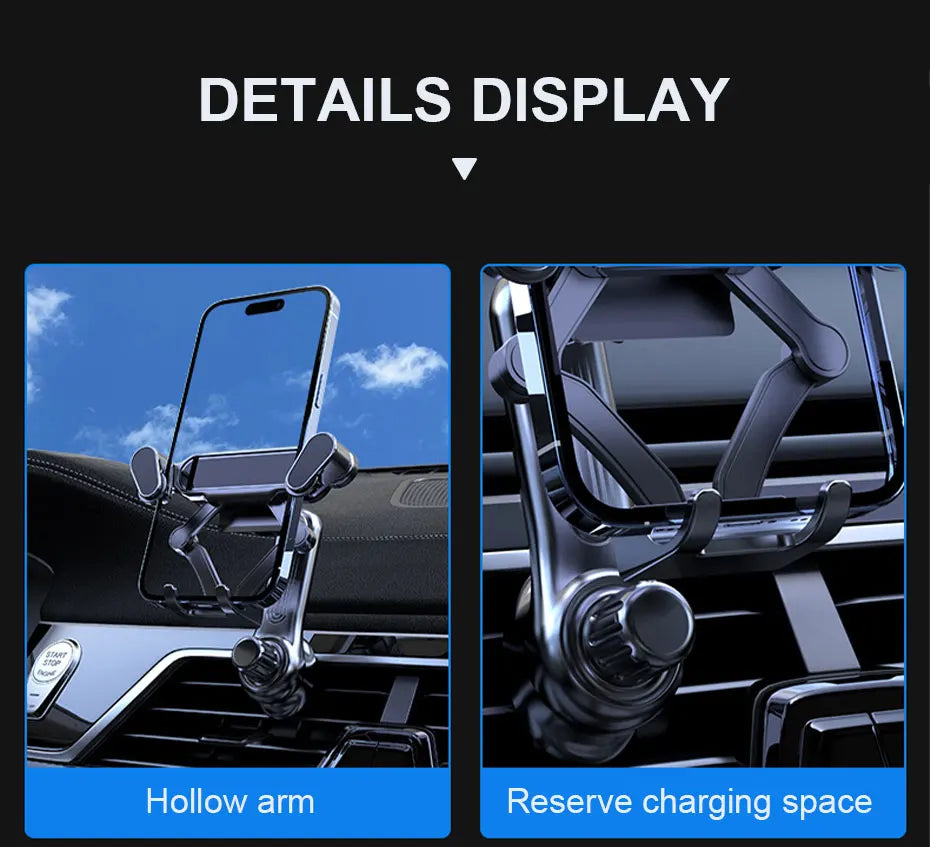 BLALION Car Phone Holder Gravity GPS Support 360 Degree Rotatable Anti Shaking Car Air Vent Mount For IPhone Pro Xiaomi Samsung