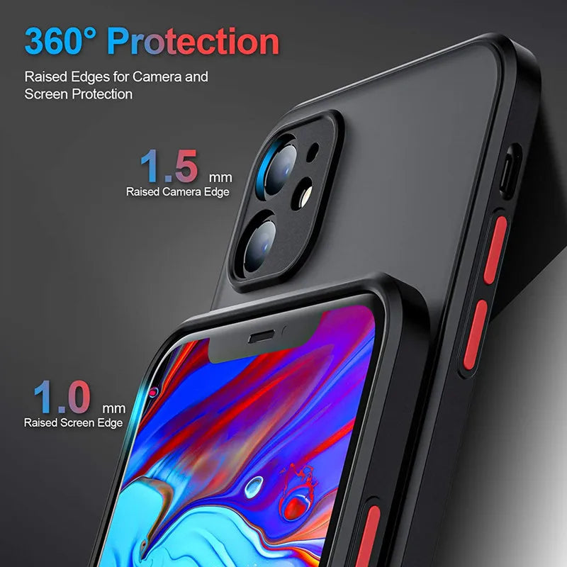 New Armor Bumper Shockproof Phone Case For iPhone 15 11 12 13 Mini 14 Pro Silicone Hard Cover