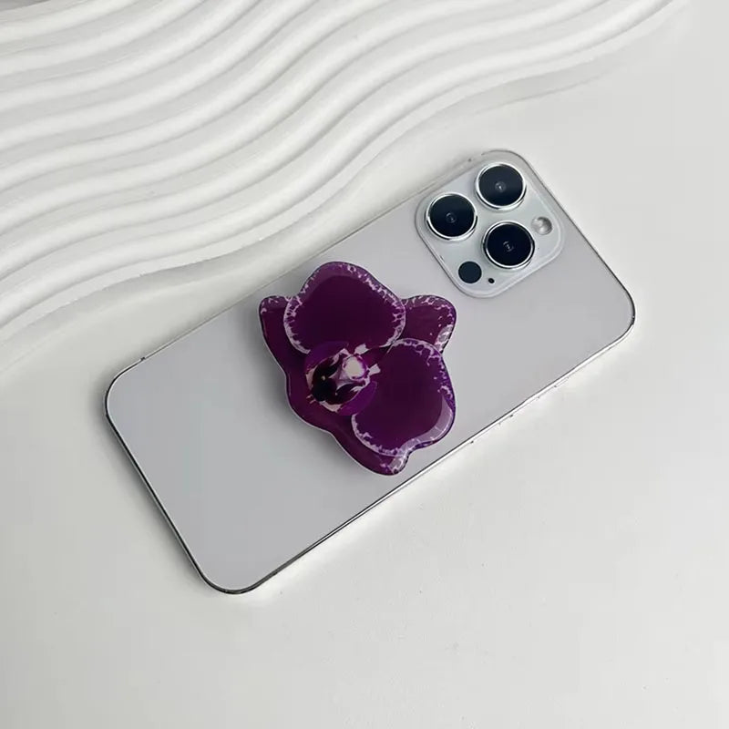 2025 Ins Style Orchid Mobile Phone Bracket Korean Orchid Acrylic Socket Grip Security Ring Finger Phone Bracket