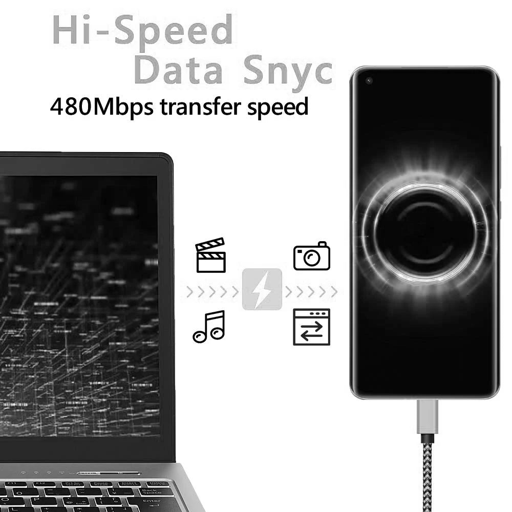 USB Type C Cable - Sync 2.4A Fast 1M 2M 3M Charging Nylon Braided Wire Charger Cable For Samsung Huawei Android Mobile Phone