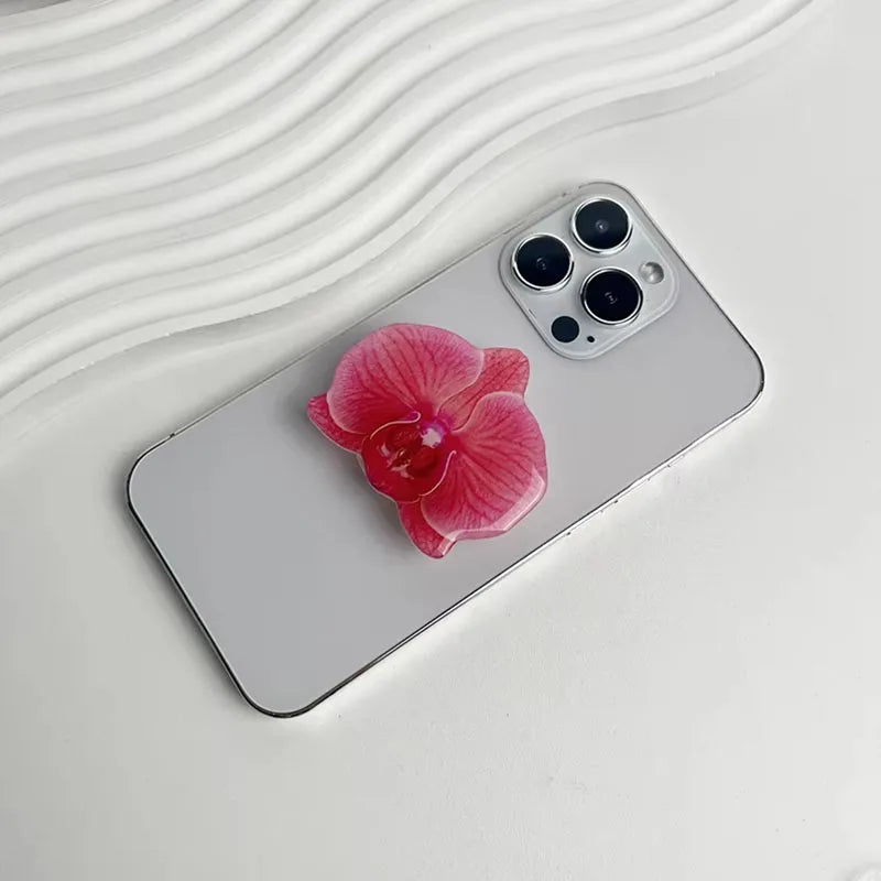 2025 Ins Style Orchid Mobile Phone Bracket Korean Orchid Acrylic Socket Grip Security Ring Finger Phone Bracket