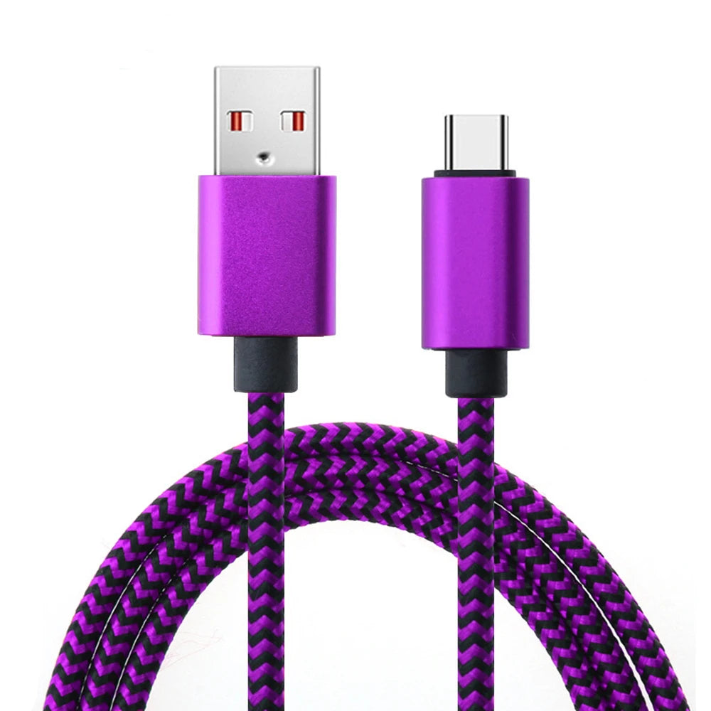 USB Type C Cable - Sync 2.4A Fast 1M 2M 3M Charging Nylon Braided Wire Charger Cable For Samsung Huawei Android Mobile Phone
