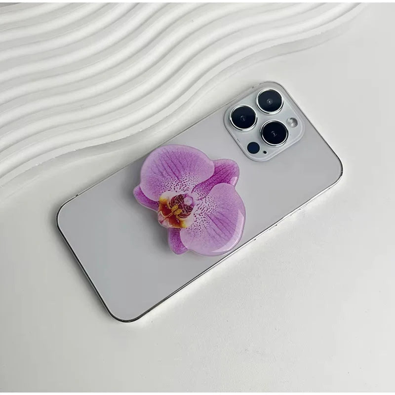 2025 Ins Style Orchid Mobile Phone Bracket Korean Orchid Acrylic Socket Grip Security Ring Finger Phone Bracket