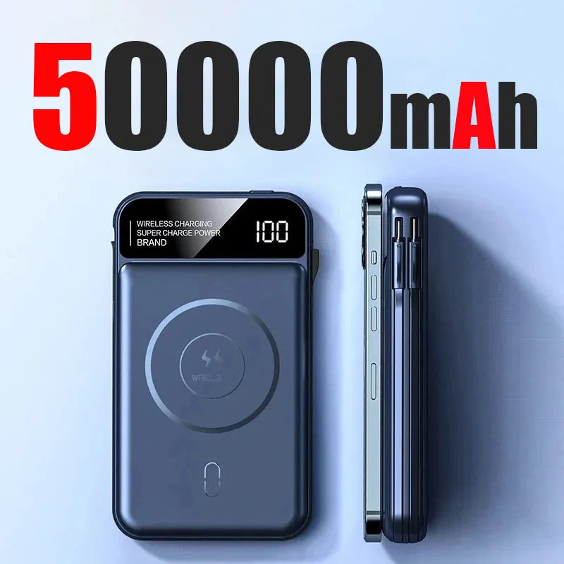 50000mAh Power Bank Wireless Fast Charging Magsafe Battery Magnetic Digital Display Power Bank For iPhone, Samsung