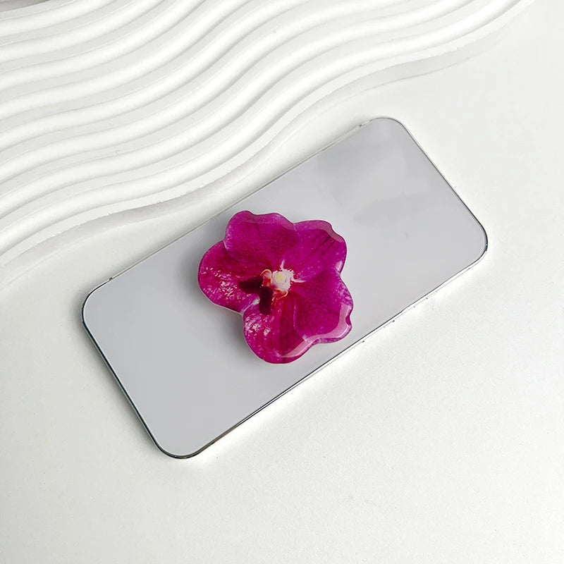 Orchid Acrylic Socket Grip Phone Holder Folding Ring Phone Support Socket Cymbidium Phone Stand Grip Internet Celebrity