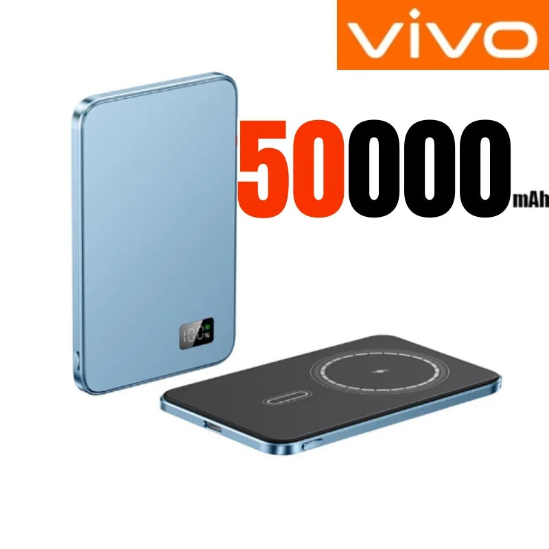 VIVO Magnetic Thin Wireless Power Bank PD25W Fast Charge 50000mAh Portable External Backup Battery For Magsafe For IPhone Xiaomi